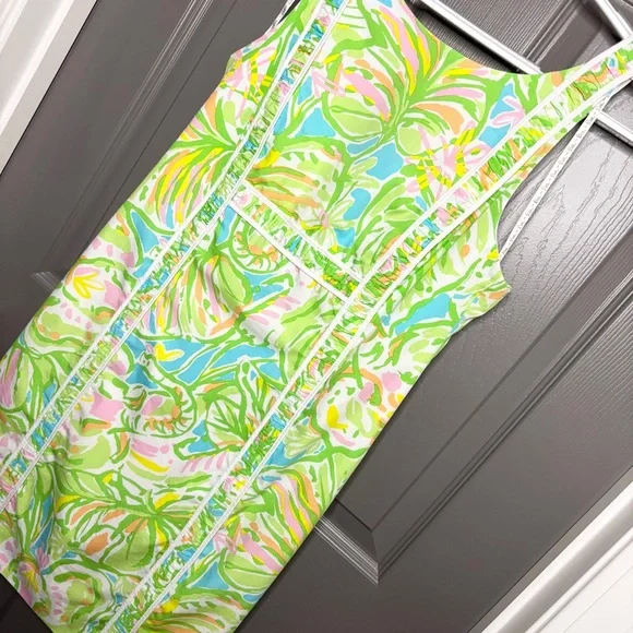 Lilly Pulitzer Fryer Shift Dress Size 4 Elephant Ears Multi Green Yellow Pink - Picture 4 of 15